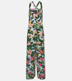 Combi-pantalon en coton mélangé à fleurs Combi-pantalon en coton mélangé à fleurs