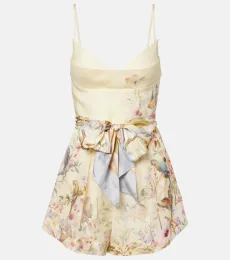 Combi-short Rebellion en lin et soie à fleurs Combi-short Rebellion en lin et soie à fleurs