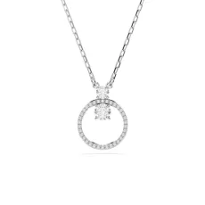 Constella Rhodium Plated Round Crystal Circular Pendant Necklace Constella Rhodium Plated Round Crystal Circular Pendant Necklace