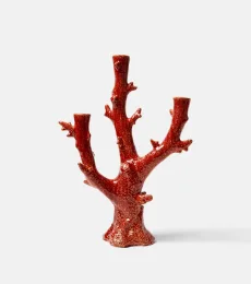 Coral earthenware candle holder Coral earthenware candle holder