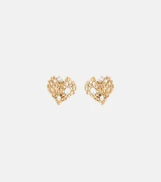 Coral Heart embellished clip-on earrings Coral Heart embellished clip-on earrings