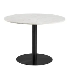 Corby Round Dining Table With White Marble Effect Top Black Base Corby Round Dining Table With White Marble Effect Top Black Base