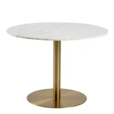 Corby Round Dining Table With White Marble Effect Top Gold Base Corby Round Dining Table With White Marble Effect Top Gold Base