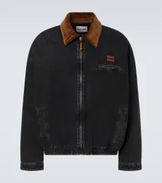 Corduroy-trimmed denim blouson jacket Corduroy-trimmed denim blouson jacket