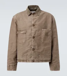 Corduroy-trimmed distressed denim jacket Corduroy-trimmed distressed denim jacket