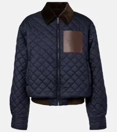 Corduroy-trimmed quilted blouson jacket Corduroy-trimmed quilted blouson jacket