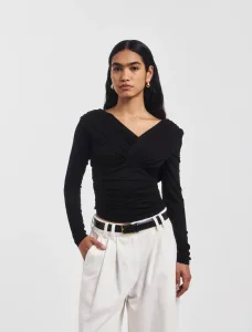 Corey Ruched Long Sleeve Top in Black - MicroModal Ninety Percent