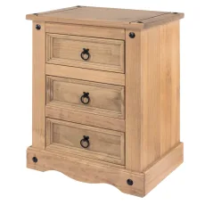 Corona Core Products 3 Drawer Bedside Cabinet in Pine Corona Core Products 3 Drawer Bedside Cabinet in Pine