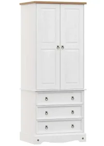 Corona White 2 Door, 3 Drawer Wardrobe