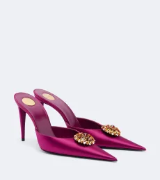 Cosmo embellished satin crêpe mules Cosmo embellished satin crêpe mules