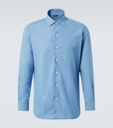 Cotton and linen denim shirt Cotton and linen denim shirt
