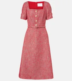 Cotton-blend lame tweed midi dress Cotton-blend lame tweed midi dress