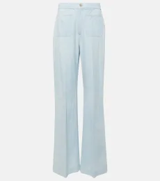 Cotton chambray wide-leg pants Cotton chambray wide-leg pants