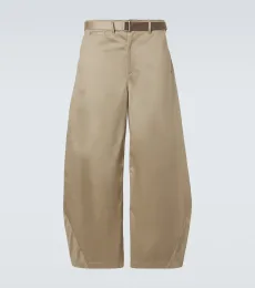 Cotton chino barrel-leg pants