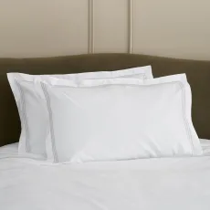 Cotton Collection Sateen Triple Row Cord Pillowcase Pair - Silver