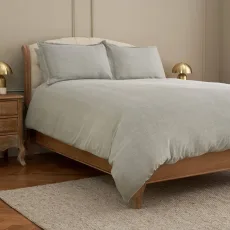 Cotton Collection Soft Jacquard Duvet Cover, Sage, Super King Cotton Collection Soft Jacquard Duvet Cover, Sage, Super King