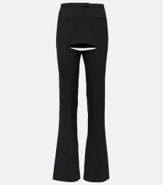 CourrÃges Cutout wool-blend flared pants