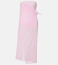 Courrèges Draped sheer jersey crêpe midi dress Courrèges Draped sheer jersey crêpe midi dress