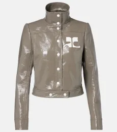Courrèges Veste raccourcie en vinyle à logo Courrèges Veste raccourcie en vinyle à logo