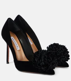 Couturier 105 floral-applique velvet pumps Couturier 105 floral-applique velvet pumps