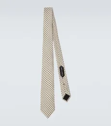Cravate en jacquard de soie à pois
