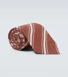 Cravate rayée en jacquard de soie