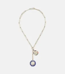 Crescent Internal Compass 18kt gold necklace with diamonds