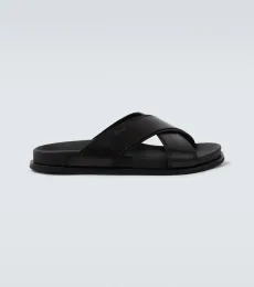 Criss-Cross leather slides Criss-Cross leather slides
