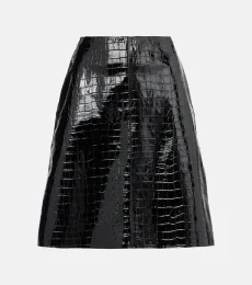Croc-effect leather miniskirt Croc-effect leather miniskirt