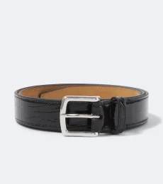Croc-effect patent leather belt