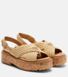 Crochet raffia-effect slingback sandals Crochet raffia-effect slingback sandals
