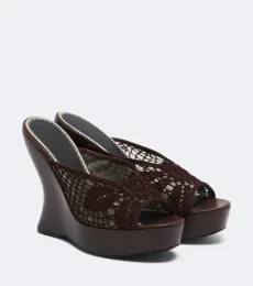 Crochet wedge mules