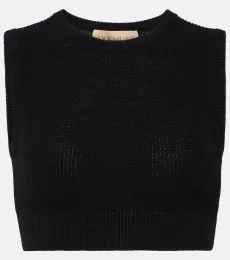 Crop top acanalado en mezcla de algodón