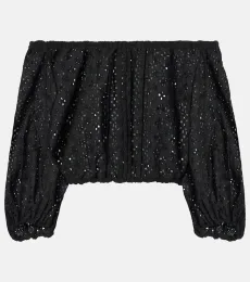 Crop top de algodón sin hombros Crop top de algodón sin hombros
