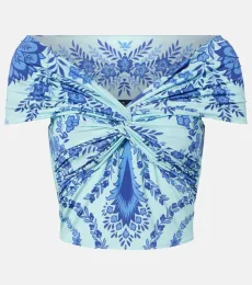 Crop top de jersey estampado Crop top de jersey estampado