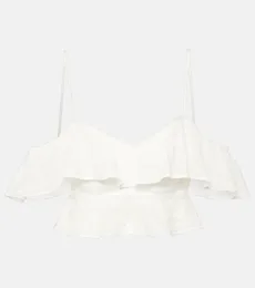 Crop top Eliani en ramie à broderies