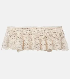Crop top Filigree de croché de algodón sin tirantes