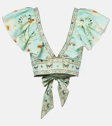 Crop top Floral Freefall de lino