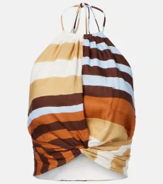 Crop top Lodi de lino a rayas