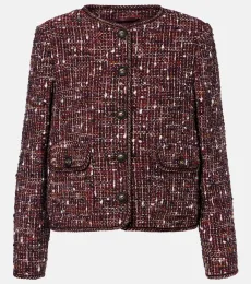 Cropped cotton-blend bouclé jacket Cropped cotton-blend bouclé jacket