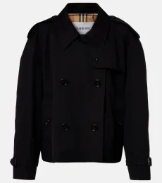 Cropped cotton gabardine trench jacket Cropped cotton gabardine trench jacket