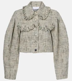 Cropped cotton tweed jacket Cropped cotton tweed jacket