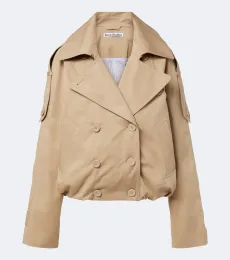 Cropped cotton twill trench coat Cropped cotton twill trench coat