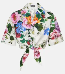 Cropped floral cotton shirt Cropped floral cotton shirt