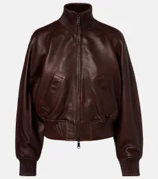 Cropped leather blouson jacket Cropped leather blouson jacket