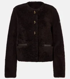 Cropped leather-trimmed down jacket Cropped leather-trimmed down jacket