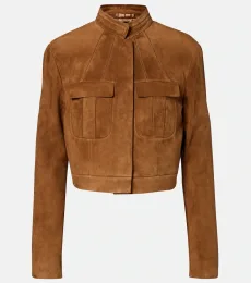Cropped suede jacket