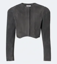 Cropped suede jacket
