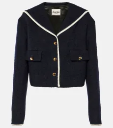 Cropped wool-blend tweed jacket Cropped wool-blend tweed jacket