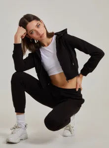 Cropped Zip Through Hoodie Black Cropped Zip Through Hoodie Black